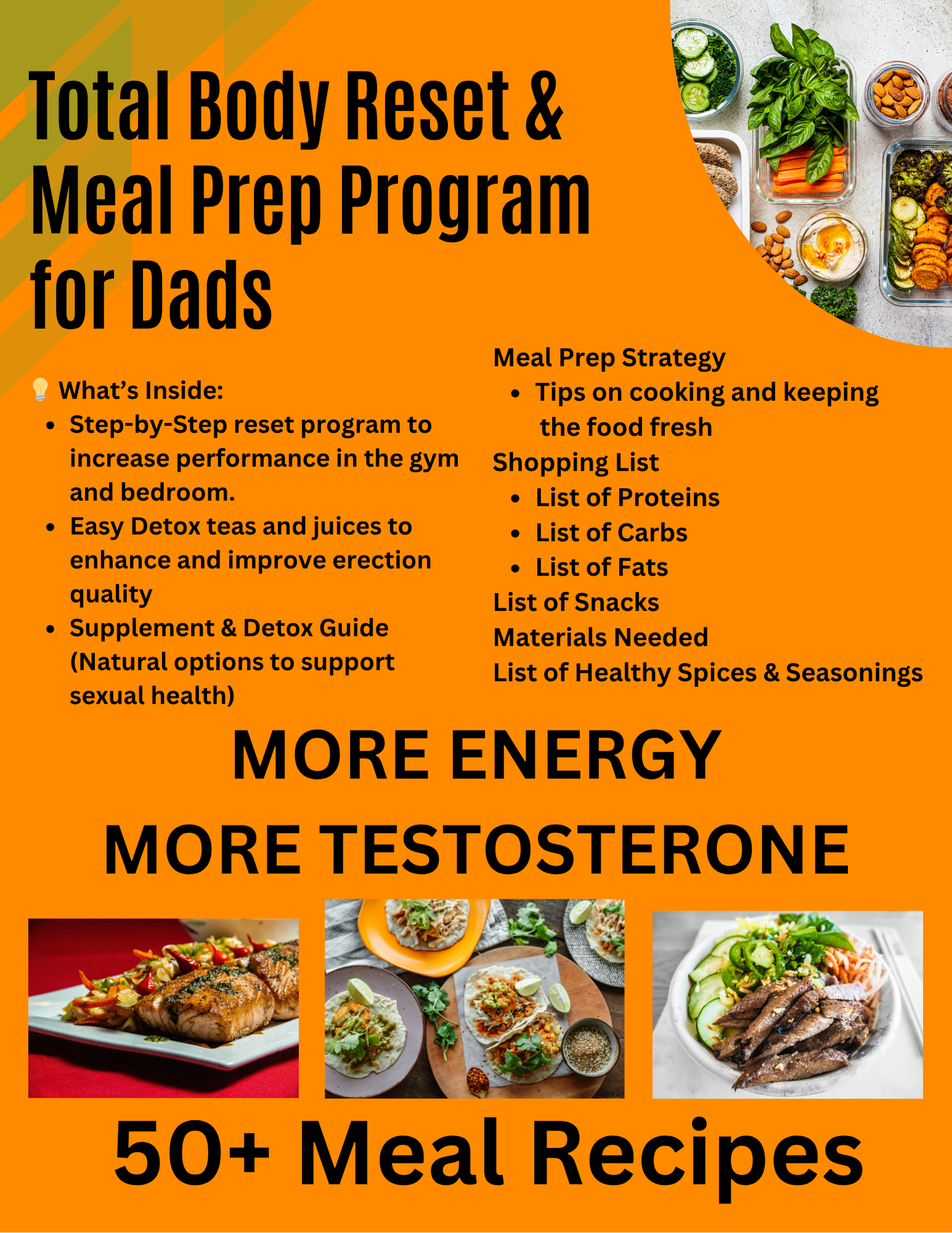 4 Week Total Body Reset & Meal Prep Program with Over 50+ High Protein Recipes for Dads