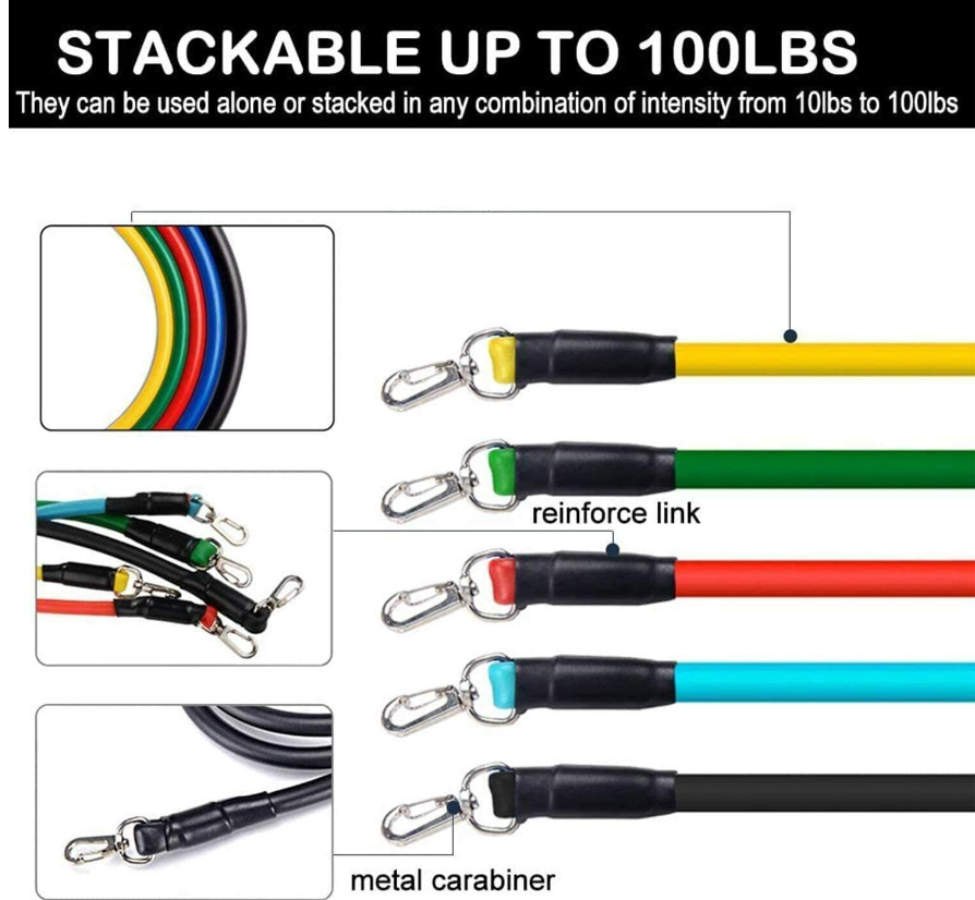 Resistance Bands Premium Multi-Level Set w/ 20+ Workouts To Build Muscle by Grane Global