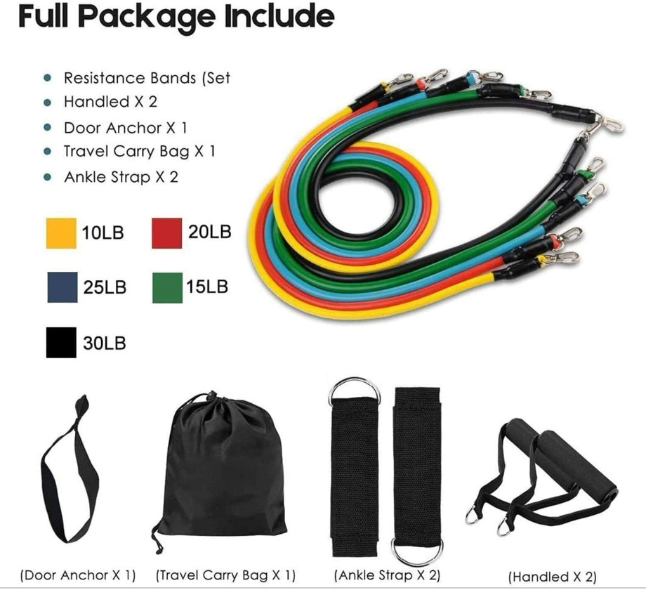 Resistance Bands Premium Multi-Level Set w/ 20+ Workouts To Build Muscle by Grane Global