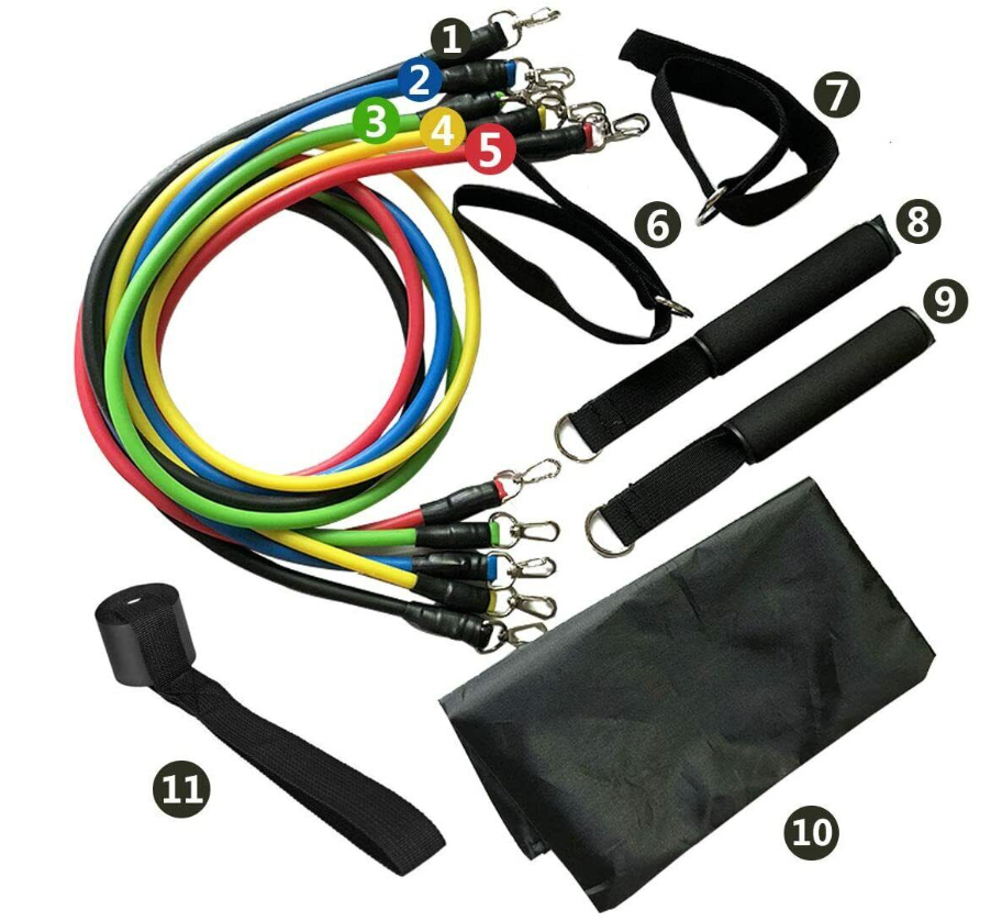 Resistance Bands Premium Multi-Level Set w/ 20+ Workouts To Build Muscle by Grane Global